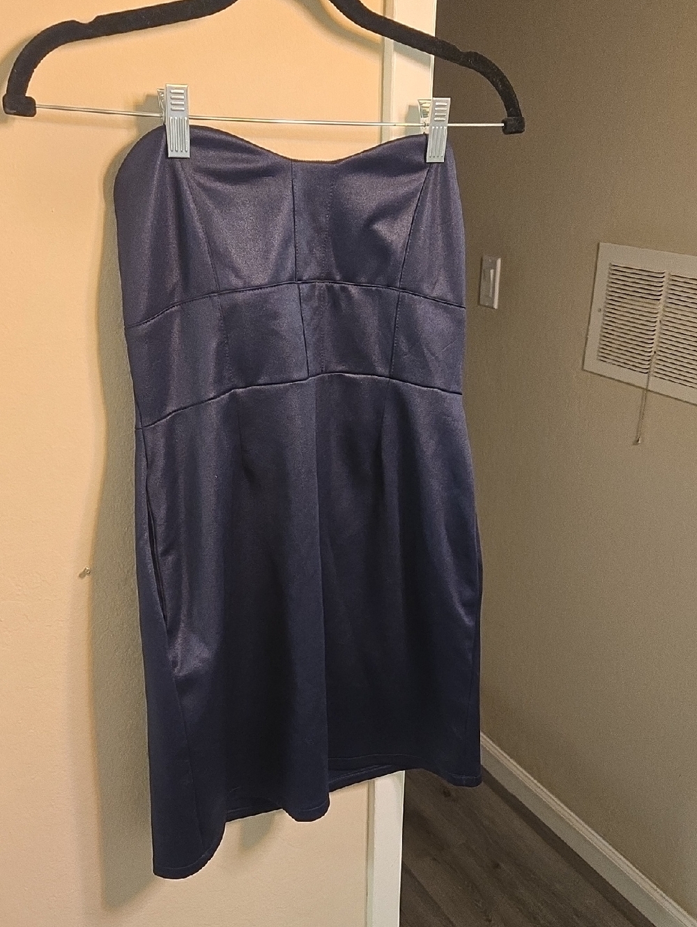 Blue strapless mini